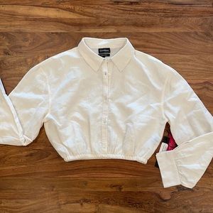 Carbon38 linen crop top